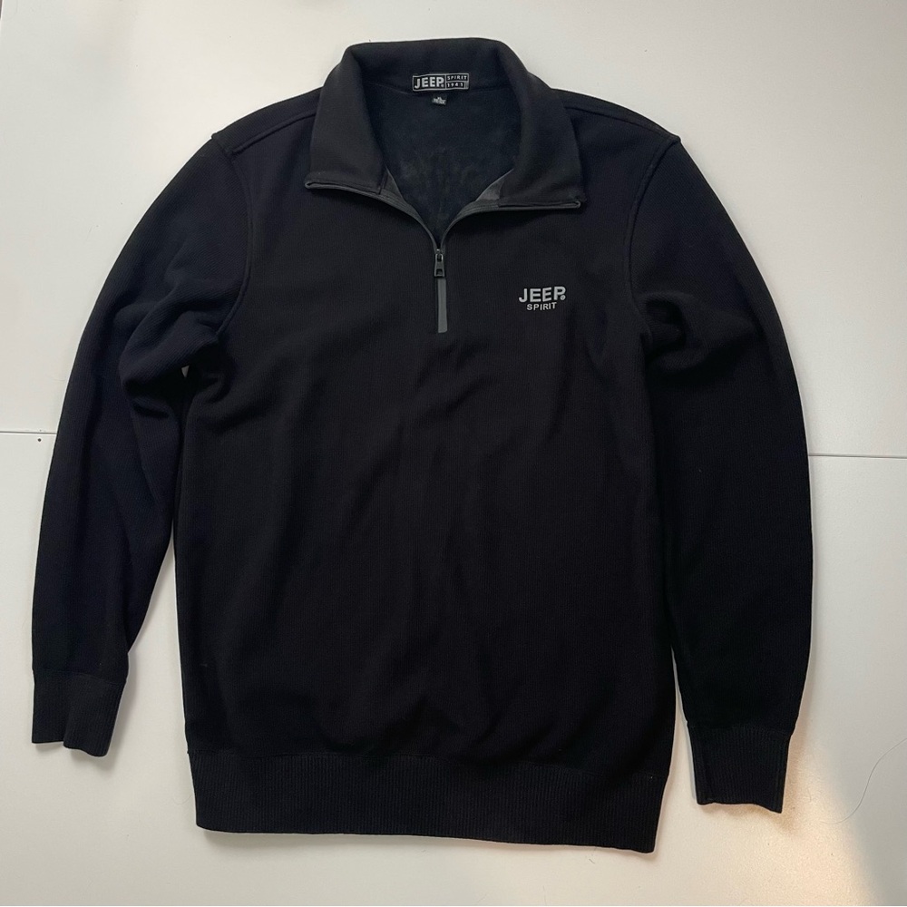 JEEP Spirit 1/4 zip Black Sweatshirt Jacket sz XL Great condition